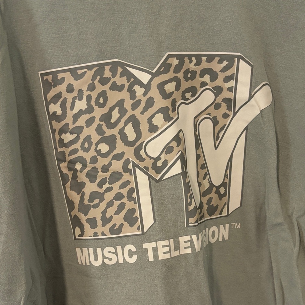 MTV Olive Green Crewneck with Leopard Logo - Picture 2 of 3